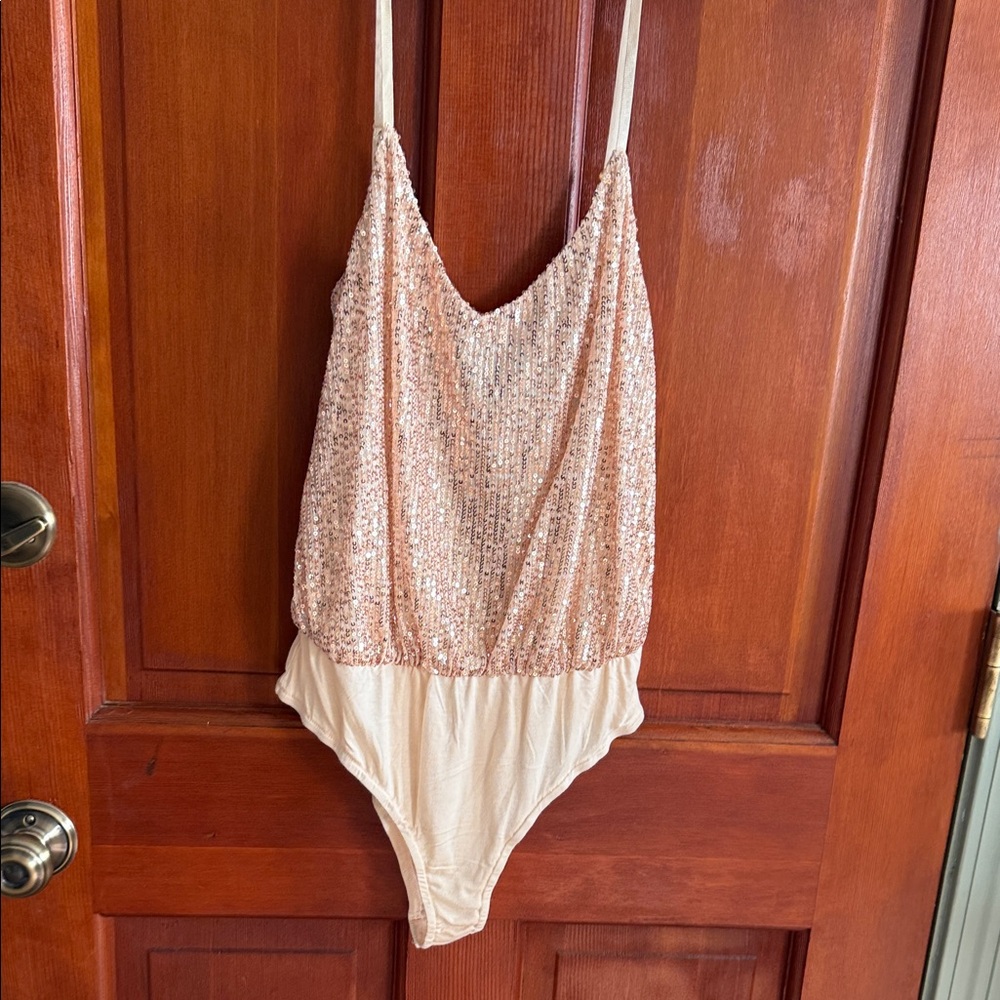 ASOS Shimmering Sequin Bodysuit in Gold